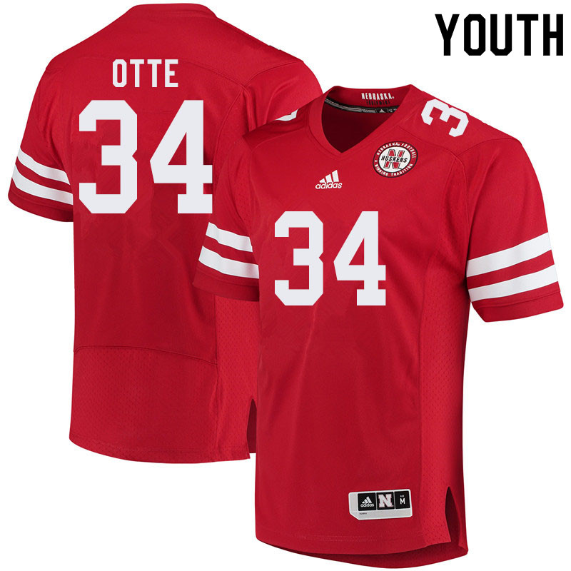 Youth #34 Simon Otte Nebraska Cornhuskers College Football Jerseys Sale-Red